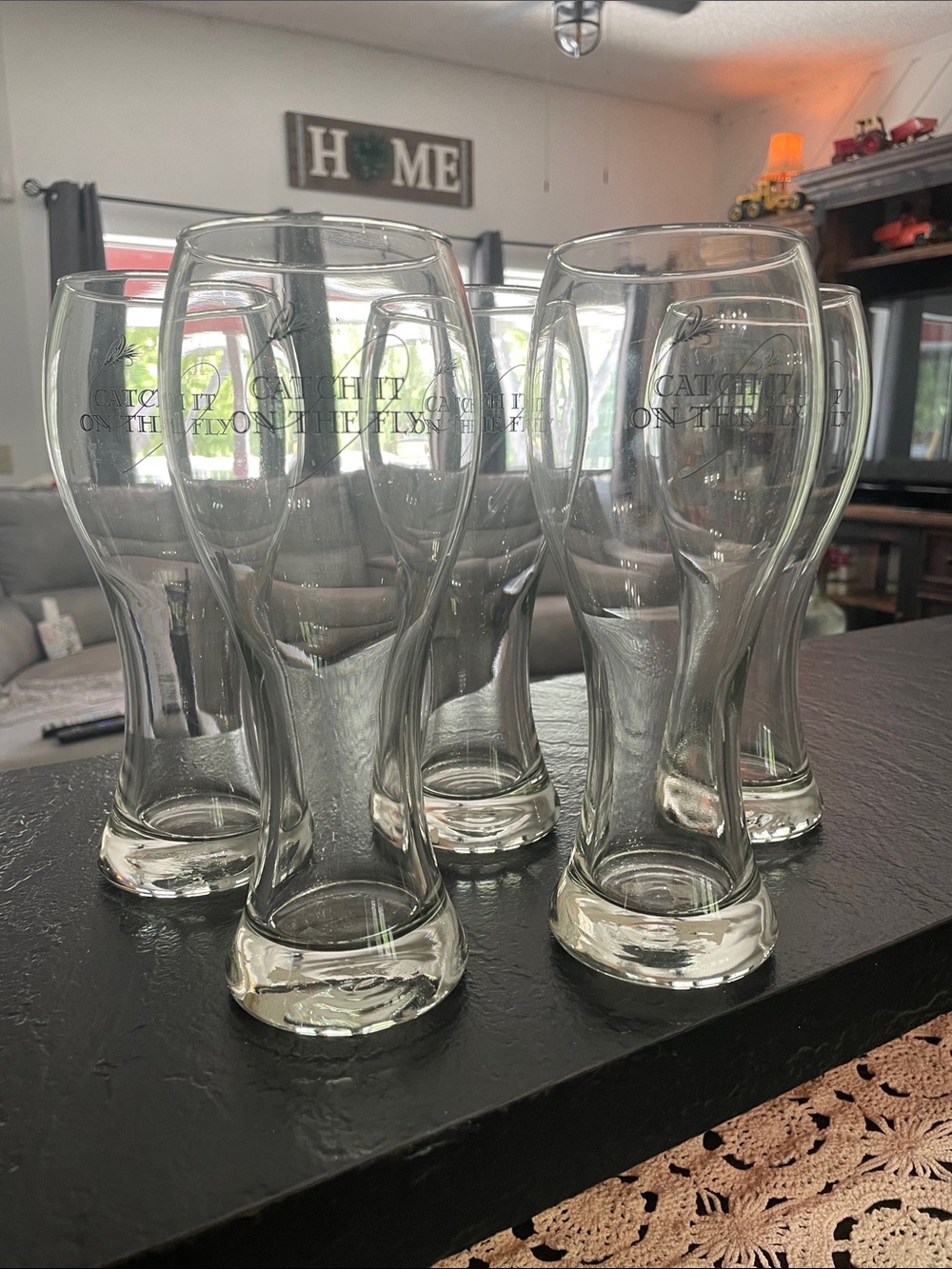 Catch It On The Fly Branded Clear Glass Pilsner Beer Glasses - Set of 5